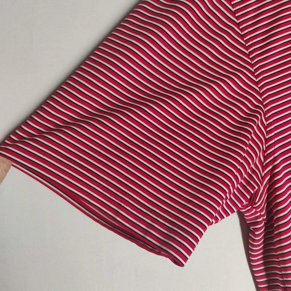 PGA Tour Mens XL Extra Large Red Striped‎ Polo Golf Shirt